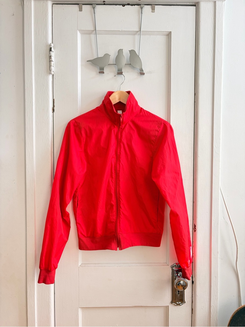 American Apparel Red Lightweight Nylon Zip-up Jacket